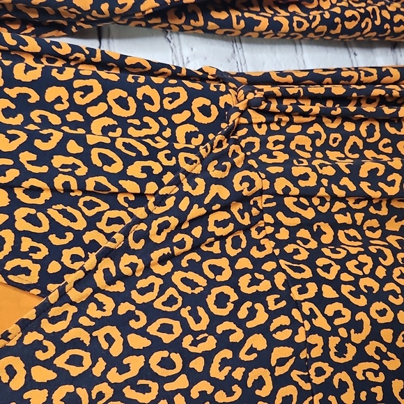 Old Navy Leopard Print Midi Dress Orange Blue Small - Picture 3 of 7